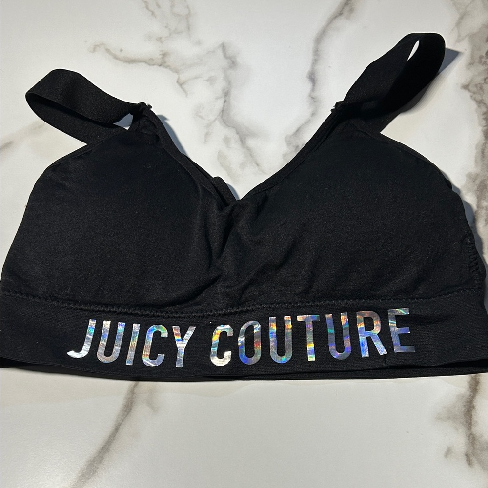 Juicy Couture Black Bra with Holographic Logo